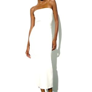 Zara White Strapless Midi Dress